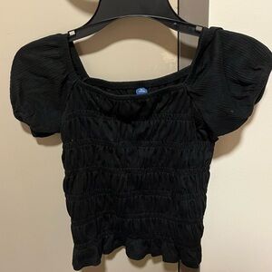 Old Navy Black Smocked Blouse